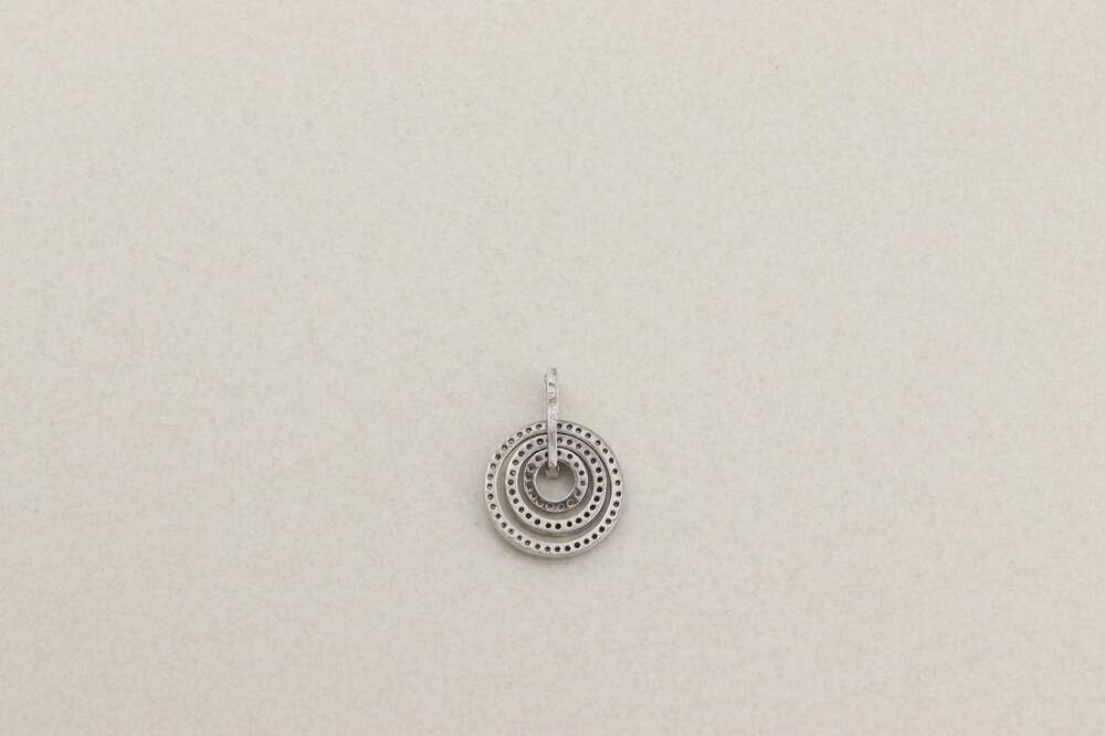 Pendant Only Sterling Silver Cubic Zirconia Circle Pendant Sparkly 1 1/4" x 7/8" - Picture 6 of 6